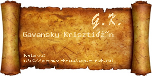 Gavansky Krisztián névjegykártya